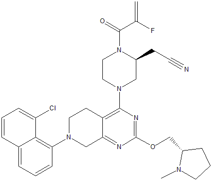 (2S)-4-[7-(8-氯-1-萘)-5,6,7,8-四氢-2-[[((2S)-1-甲基-2-吡咯烷Chemicalbook基]甲氧基]吡啶基[3,4-d]嘧啶-4-基]-1-(2-氟-1-氧代-2-丙烯-1-基)-2-哌嗪乙腈